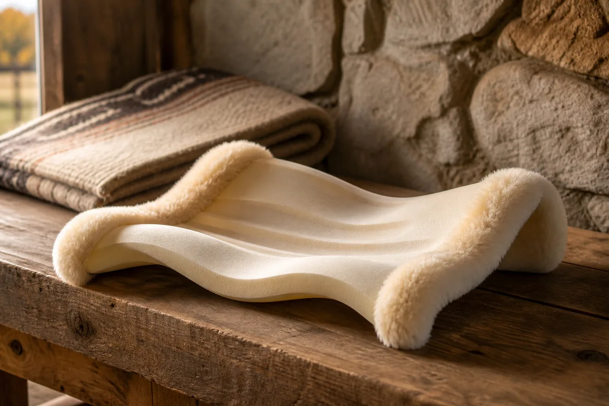 Amortisseur en mousse et peau de mouton pour selle de cheval